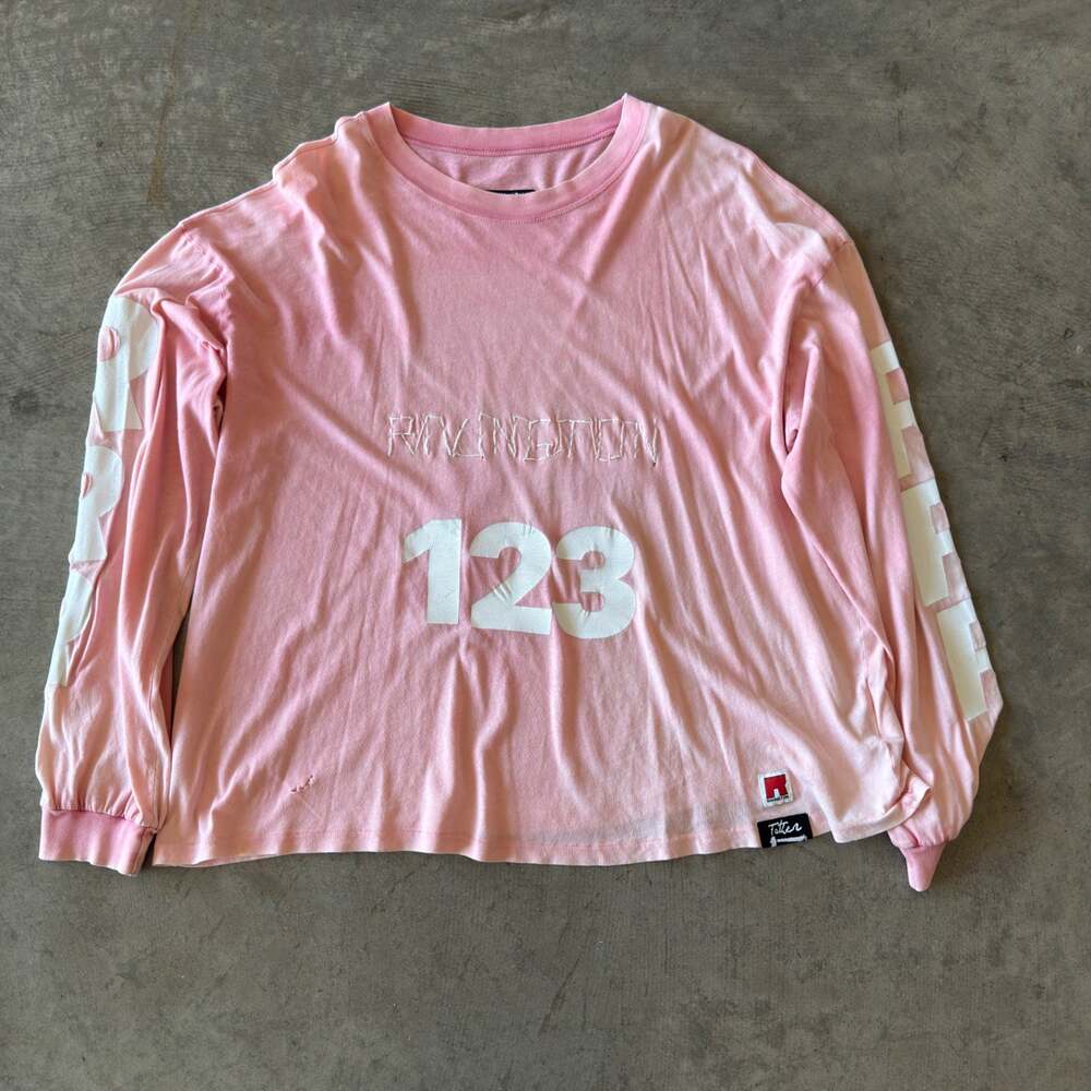 RRR123 Rivington Roi Rebis 123 Logo Long Sleeve T-Shirt Pink Sleeve Tape XXL
